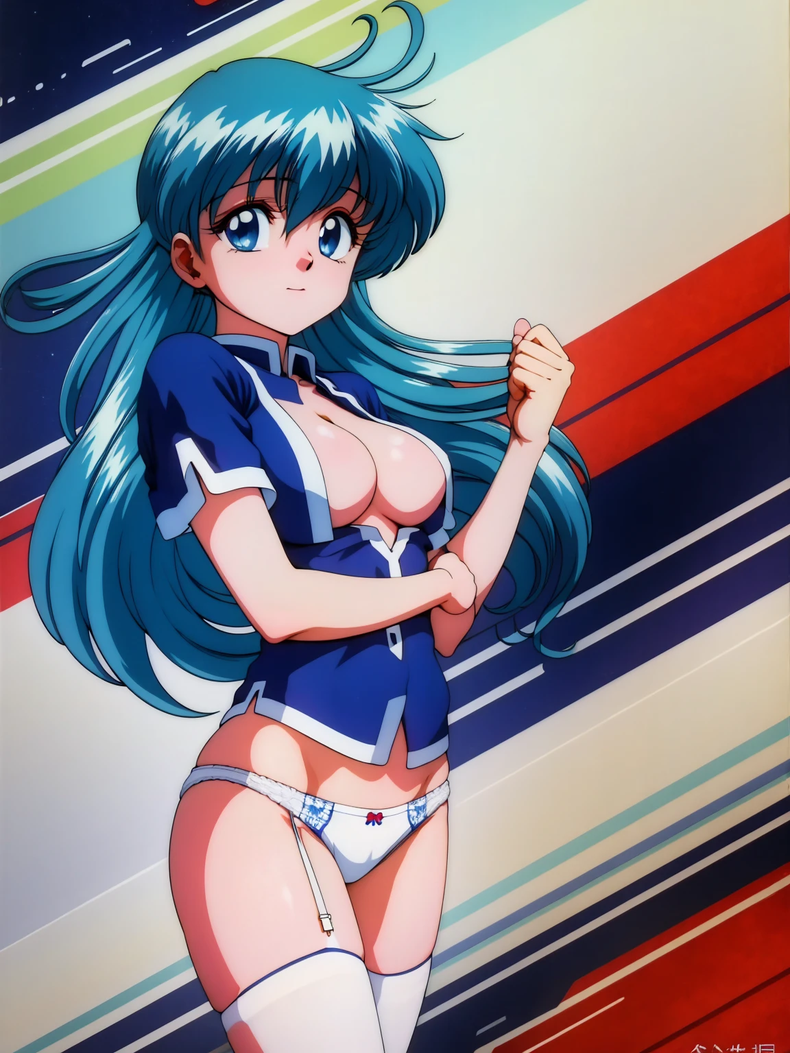 (masterpiece, Highest quality:1.2), Tiangong Gui, 1 girl, Lonely, Subtle blue hair color, White panties, Panty shot