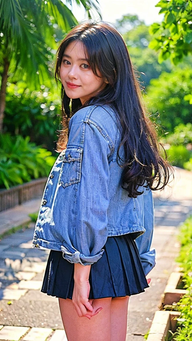 (masterpiece、Highest quality、Very detailed)、Hair color is deep dark brown、Soft Waves、
(Skin is smooth、Lightly reflects light、Healthy shine)、(The eyes are almond-shaped、eyes dark brown)、Long eyelashes、Flexible curls、Each one is clearly visible、Thin eyeliner、Natural eyelash shadow)、(Natural pink cheeks)、(Thick lips、smile)(Japanese 、Glamorous Body)、(bikini)、(Navy blue pleated mini skirt、inseam length)、(Beach、Pay attention to her whole body and facial expression)、(((Eye highlights and skin detail、Realistic details)))