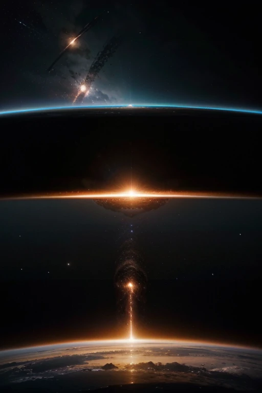 Generate a highly detailed and realistic image of a planet being devoured by a black hole, viewed from the perspective of a spectator on a Space-X spaceship.

Elements:
- Black Hole: Central, massive, with intense gravitational pull, distorting space-time.
- Planet: In the process of being devoured, with fragments and planetary material spiraling towards the black hole.
- Accretion Disk: Glowing, swirling around the black hole, with bright X-ray radiation.
- Spaceship: Space-X spaceship visible in the foreground, with part of its structure and windows through which the cosmic event is visible.
- Explosions: Realistic explosions on the planet with fiery debris, shockwaves, and shadows cast by the intense light.
- Shadows: Detailed shadows from the light of the black hole and explosions, adding depth and realism.
- Background: Deep space with distant galaxies, nebulae, and stars, creating a dramatic and awe-inspiring scene.
- Colors: Use vibrant and contrasting colors to highlight the energy and chaos of the event.

Visual Style:
- Realism: Focus on high detail in textures and lighting to convey the immense scale and power of the cosmic event.
- Dynamic: Capture the motion and turbulence of the collapsing planet and surrounding space, with realistic shadows and explosions.
- Perspective: Emphasize the third-person view from the Space-X spaceship, providing a broad view of the cosmic event.
- Branding: Include the Space-X logo clearly visible on the spaceship.
