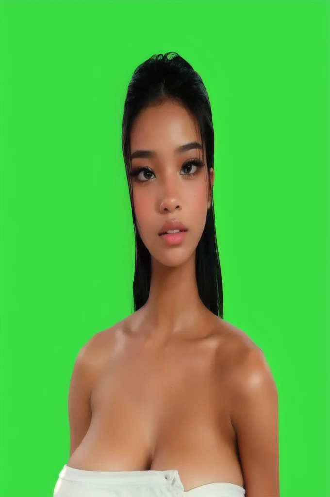 black Girl, black wet hair, busty cleavage