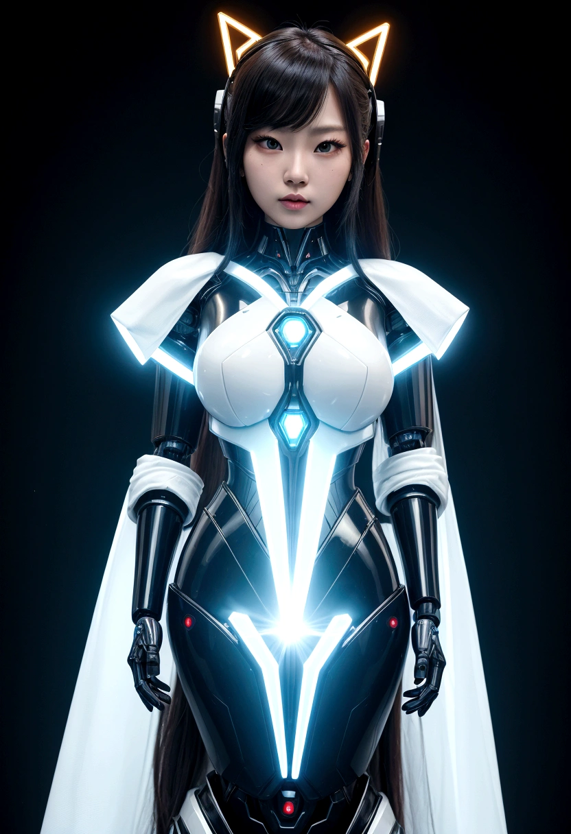asian woman, standing, stop FRONT VIEW, tez blanca, korean, tits, futuristic clothing, modern outfit provided, NO DEFORMATIONS, beautiful, robot, cyborg, android, light, laser, League of Legends, splah art, sexy, the payment, chrome, Metal, FNAF, Animatronic, White y negro, shadows, contrast, linda, beauty, goddess, kpop, Twice, Blackpink, warframe, robots, EVERGLOW, Aespa, idol, star wars, steel, iron, Metal, the payment, Dark, lingerie, Dorado, gold, lights, trails, cables, wires, doll, doll, doll, haydee. neutral background, armor, haydee, hair without bangs, hair on the sides, long straight hair, hair without bangs, hair on the sides, White, White, oppai, big tits, big tits, throw, general, DIRECTOR, big breast. lights, LIGHT BLUE lights, celestial lights, bioluminiscencia, light blue details. illuminated face, light de frente
