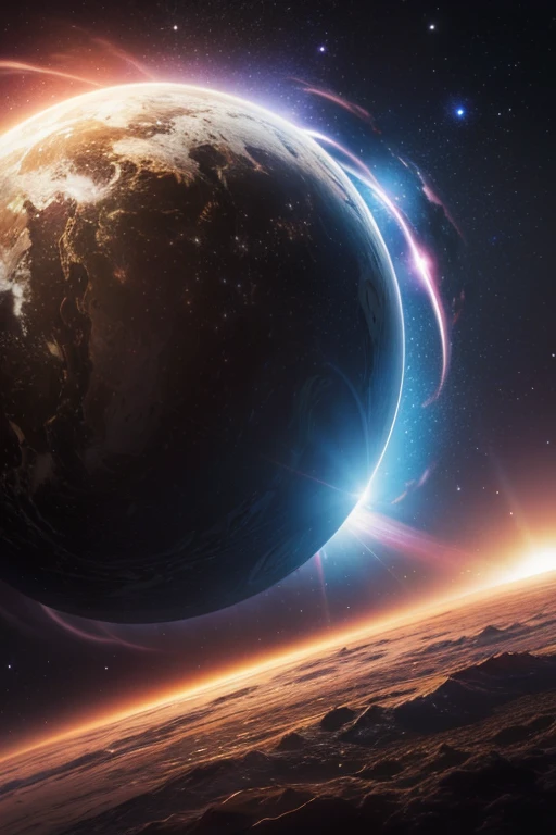 Generate a highly detailed and realistic image of a planet being devoured by a black hole, viewed from the perspective of a spectator on a Space-X spaceship.

Elements:
- Black Hole: Central, massive, with intense gravitational pull, distorting space-time.
- Planet: In the process of being devoured, with fragments and planetary material spiraling towards the black hole.
- Accretion Disk: Glowing, swirling around the black hole, with bright X-ray radiation.
- Spaceship: Space-X spaceship visible in the foreground, with part of its structure and windows through which the cosmic event is visible.
- Explosions: Realistic explosions on the planet with fiery debris, shockwaves, and shadows cast by the intense light.
- Shadows: Detailed shadows from the light of the black hole and explosions, adding depth and realism.
- Background: Deep space with distant galaxies, nebulae, and stars, creating a dramatic and awe-inspiring scene.
- Colors: Use vibrant and contrasting colors to highlight the energy and chaos of the event.

Visual Style:
- Realism: Focus on high detail in textures and lighting to convey the immense scale and power of the cosmic event.
- Dynamic: Capture the motion and turbulence of the collapsing planet and surrounding space, with realistic shadows and explosions.
- Perspective: Emphasize the third-person view from the Space-X spaceship, providing a broad view of the cosmic event.
- Branding: Include the Space-X logo clearly visible on the spaceship.
