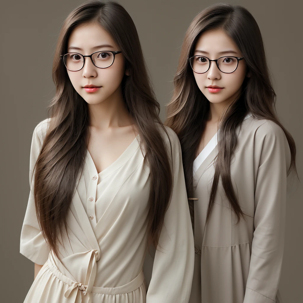 Long hair girl, realistic, japanese, glasses girl