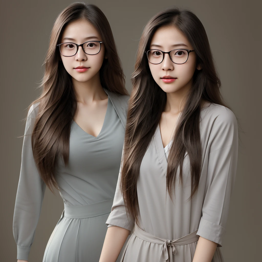 Long hair girl, realistic, japanese, glasses girl
