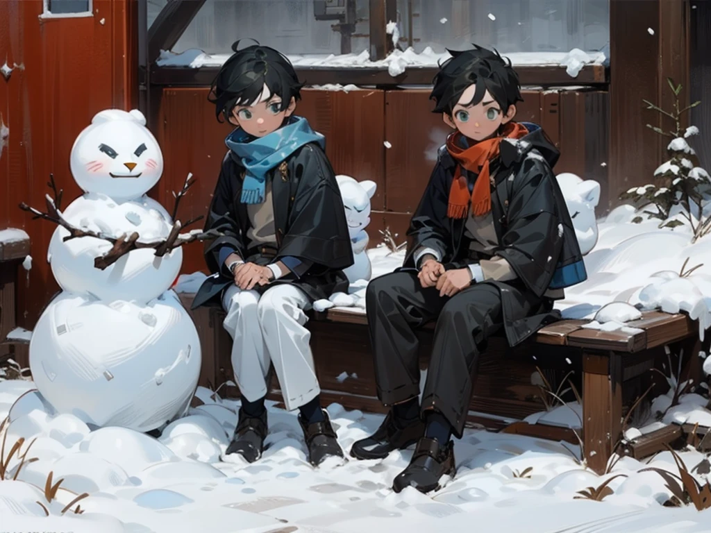 (masterpiece, best quality) detailed, Snow,Two s,cold