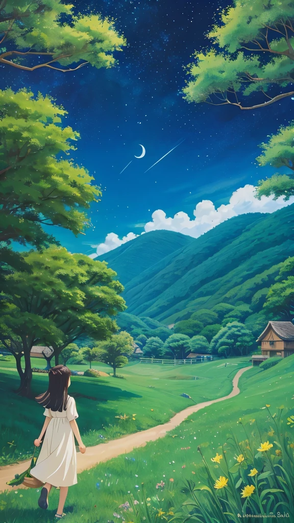 Ghibli style countryside Tanabata