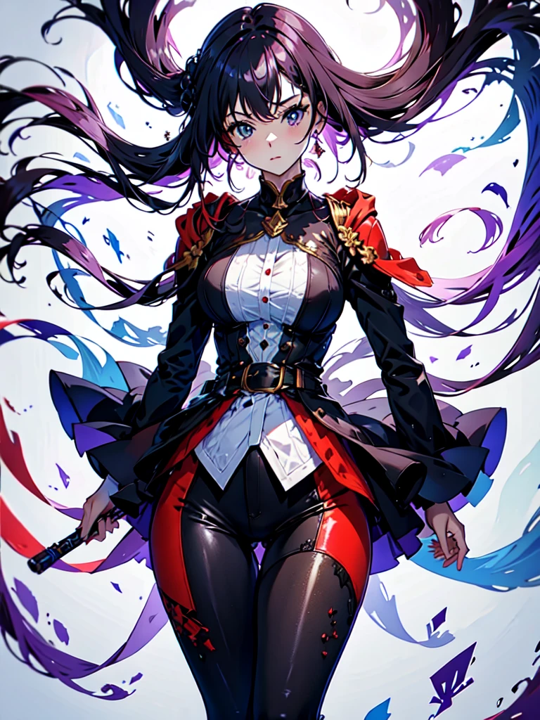 There&#39;s a screw in the head, maid, Evil Eye, A bad looking person with white eyes, Purple eyeliner,whole body絵, She is wearing a maid uniform and the background is a dark and desolate landscape., Horror movie atmosphere. Her figure is extremely beautiful, Emphasizing the dark and crazy elements. Skillfully expressing the effects of light and shadow, detailed, The face and expression of the black costume are also carefully drawn..., Artistic elements add depth to the work. The overall atmosphere is creepy and nightmarish..., With a unique artistic touch. This movie is、The dark and crazy world of horror movies depicted in HD., Evoke visual stimuli and aesthetic sense, It will terrify and excite the audience....,sketch (Character design sheet, same characters, whole body, Three-View, front, ~ ~ ~ side, return) and watercolor画, （Gradient braided hair, Light pink hair, (Ink blotches:1.1), (pale:1.2),(Light purple:1.2),(Light green:1.2)　and a mature face,tall, Wearing black tights,Green Eyes, The skin is hidden　and 1 female, Nervous,Cowboy Shot,,(Very bright:1.1), White Background, [1 Girl:7], (Tilt your head:1.2), ([sketch|watercolor \(Moderate\)]:1.15),Chaotic Abstract Background, Vector Trace, Gradient Blending, Bright colors, that&#39;wonderful, 非常にdetailed, Complex, (Very low contrast:1.4)
