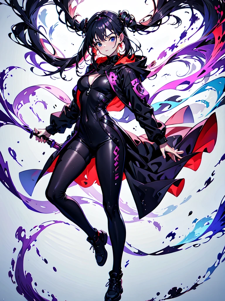 There&#39;s a screw in the head, maid, Evil Eye, A bad looking person with white eyes, Purple eyeliner,whole body絵, She is wearing a maid uniform and the background is a dark and desolate landscape., Horror movie atmosphere. Her figure is extremely beautiful, Emphasizing the dark and crazy elements. Skillfully expressing the effects of light and shadow, detailed, The face and expression of the black costume are also carefully drawn..., Artistic elements add depth to the work. The overall atmosphere is creepy and nightmarish..., With a unique artistic touch. This movie is、The dark and crazy world of horror movies depicted in HD., Evoke visual stimuli and aesthetic sense, It will terrify and excite the audience....,sketch (Character design sheet, same characters, whole body, Three-View, front, ~ ~ ~ side, return) and watercolor画, （Gradient braided hair, Light pink hair, (Ink blotches:1.1), (pale:1.2),(Light purple:1.2),(Light green:1.2)　and a mature face,tall, Wearing black tights,Green Eyes, The skin is hidden　and 1 female, Nervous,Cowboy Shot,,(Very bright:1.1), White Background, [1 Girl:7], (Tilt your head:1.2), ([sketch|watercolor \(Moderate\)]:1.15),Chaotic Abstract Background, Vector Trace, Gradient Blending, Bright colors, that&#39;wonderful, 非常にdetailed, Complex, (Very low contrast:1.4)
