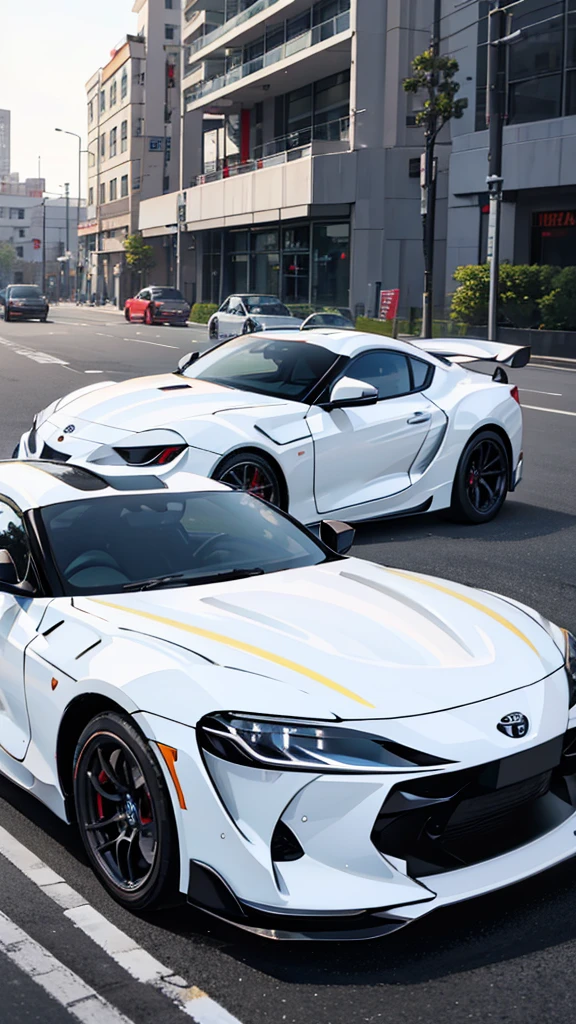 ((best quality)), ((masterpiece)), (detailed), Toyota Supra, Female, Mommy, 30 Year old, white.