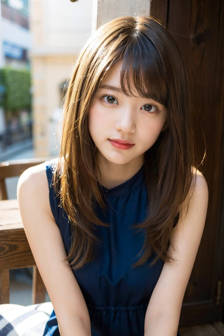 (Highest quality, 8K quality, masterpiece:1.3), (Ultra-high resolution, Photorealistic:1.4, RAW Photos), (Very detailed, Caustics, Detailed Background), (Ultra-Realistic Capture, Beautiful and detailed skin, Perfect Anatomy), (whole body), Fine dining restaurant terrace, Bright and very beautiful face, Younger, brighter, whiter skin, Best Looks, The most beautiful light blonde hair in the world, Thin Hair, Super long, silky straight hair, Shiny beautiful bangs, Shining, clear, big blue eyes, A very beautiful and adorable 16 year old, The most beautiful girls in the world, Elegant Dresses, Happy smile, Glass in hand、A scene where you are talking to friends。Various poses。