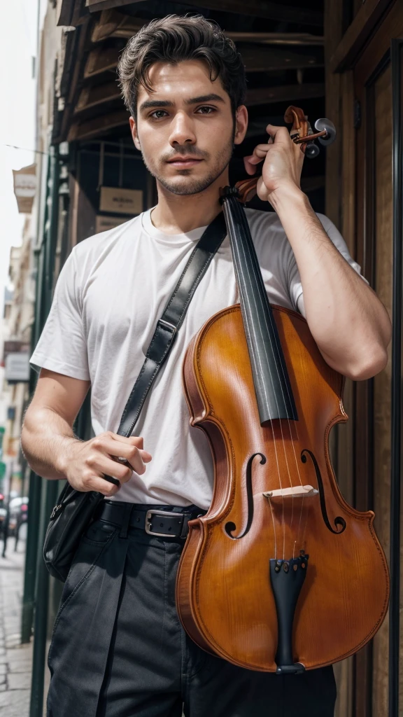 A man Amanheceu picked up the viola , put it in the bag and went traveling