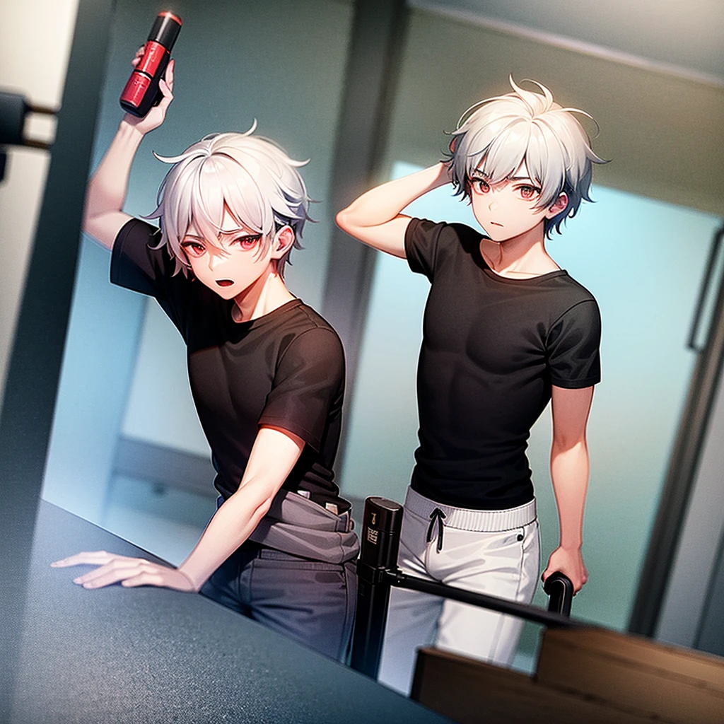 tmasterpiece, Best quality at best, high high quality, 2boy, 独奏, malefocus, looking at viewert, full bodyesbian, Cat boy