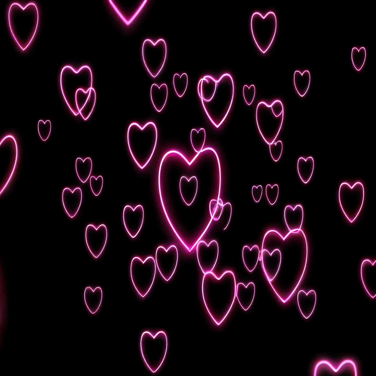 a closeup of a bunch of pink hearts on a black background, pink hearts in the background, neon lights in the background, neon lights in the background, pink neon lights, many hearts, neon background, neon background lighting, neon outline, several hearts, neon outlines, Neon illuminated background, neon background negro, 4 0 9 6, pink neon lights y naranjas
