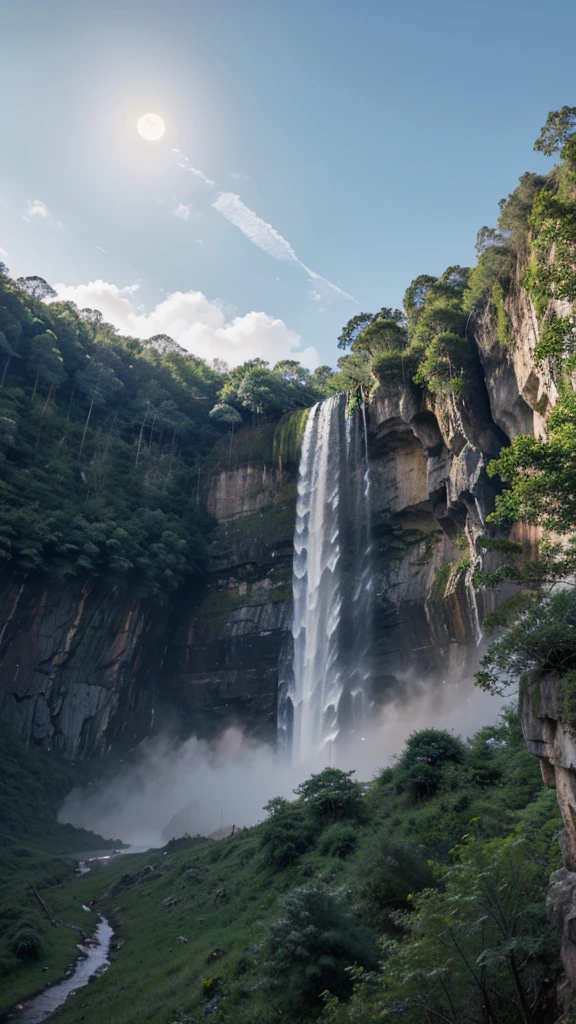 Bright moon in the sky, the independent edge of the knights, looking at the top of Lushan Mountain, the waterfall is like the sky falling white Lian, from the top of the mountain flying down, straight into the deep pool, sound like thunder, magnificent, and eventually into a spectacular scene, although the waterfall is silent, but with its pentium the potential to interpret the chivalrous spirit of courage.
