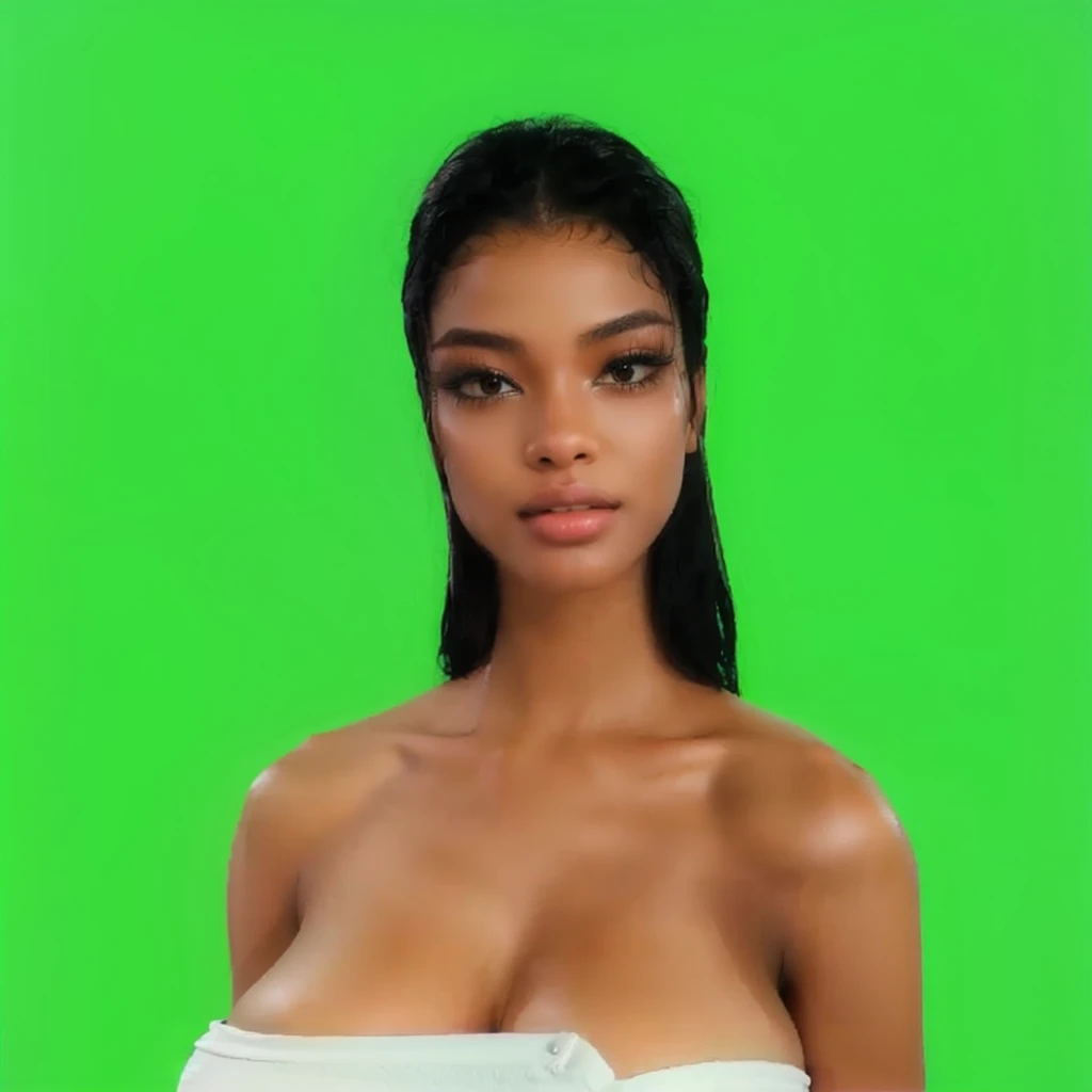 black Girl, black wet hair, big breast