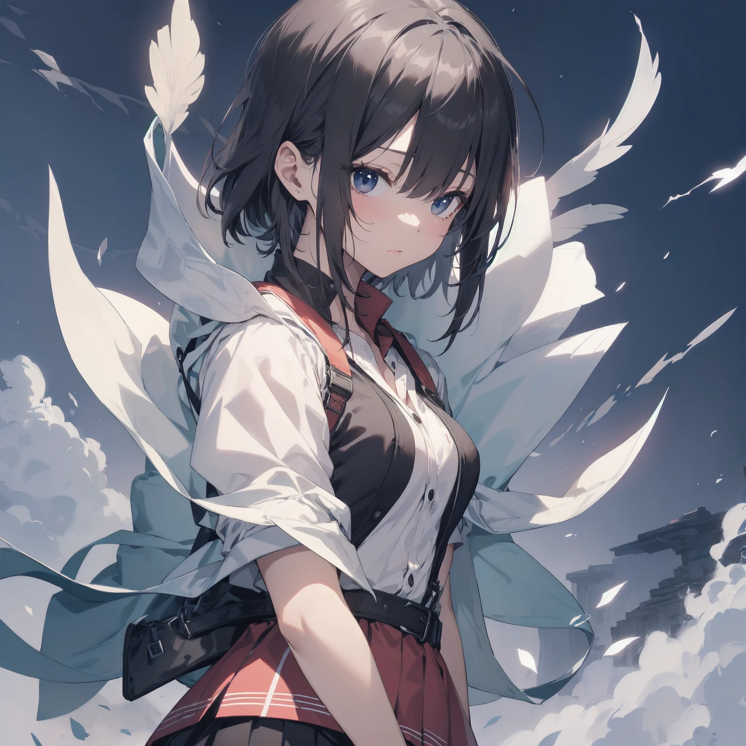 Super high quality by Art God, Super detailed, High resolution, Ilya Kuvshinov Style, Anime Moe Art Style, Best Anime 8K,pixiv Contest Winner, Perfect Anatomy, break,(眠そうにalone学校へ歩いていく女の子を描いてください. ),break,Surreal , (alone,,,18-year-old:1.3),Complete limbs, Full Finger,, The charm of androgyny, (Very short hair), Messy Hair, between legs, Small eyes,Beautiful and exquisite black eyes, Well-proportioned iris and pupil, Disgusted Eyes, High resolutionの詳細な髪, , skirt, School zone. break,Highly detailed skin, Best lighting by famous artists, 8K,Cute illustrations,snow、winter