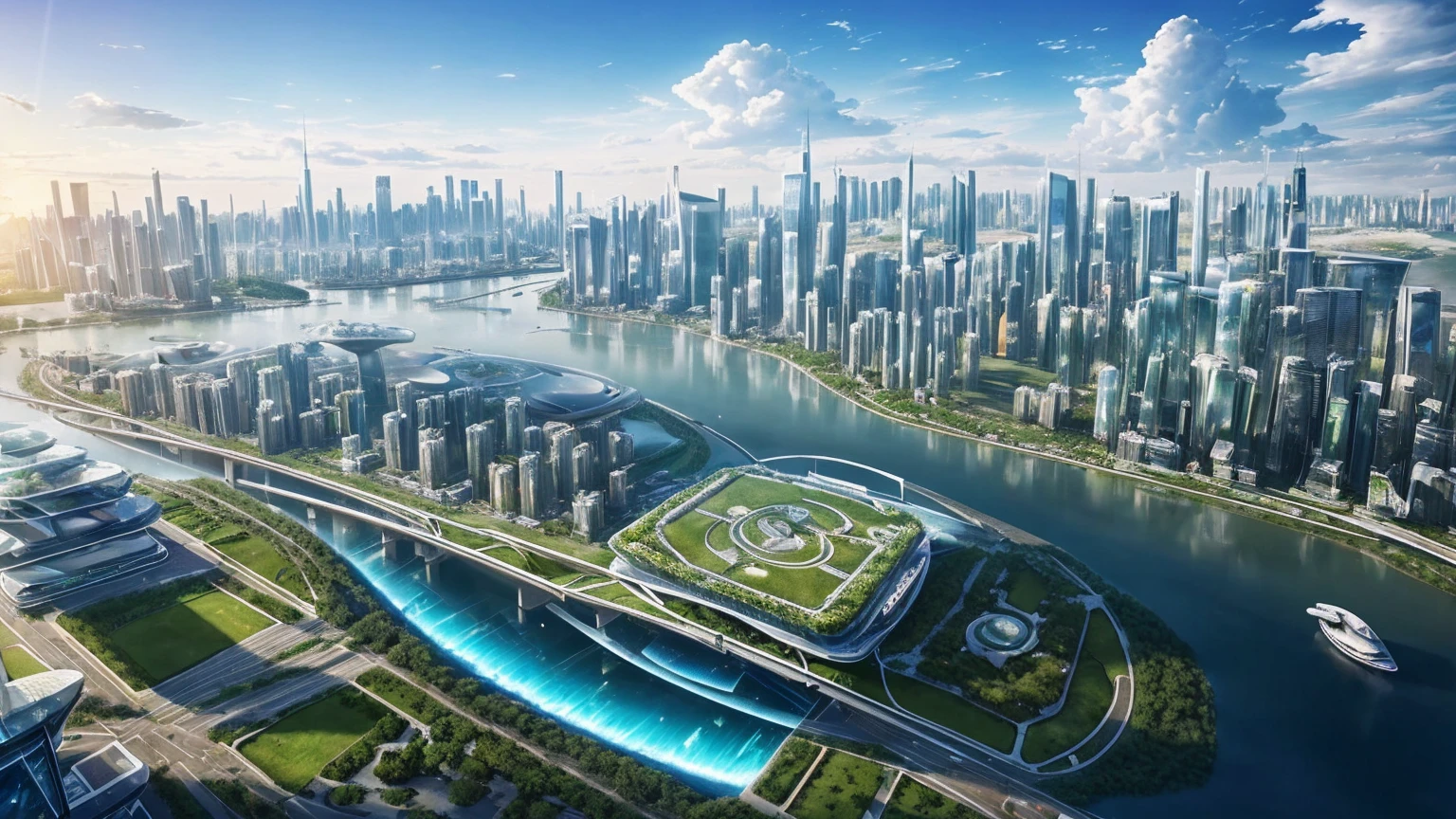 (Best quality,4K,8K,A high resolution,Masterpiece:1.2),Ultra-detailed,(Realistic,Photorealistic,photo-realistic:1.37),Futuristic floating city,Futuristic technology,Huge urban high-tech tablet platform,Airship,Floating in the sky,Futuristic city,Small airships around,High-tech hemispherical platform,Colorful lights,Advanced architecture,modernn architecture,skyscrapper,Access the cloud,Scenic beauty,view over city,Impressive design,Blend seamlessly with nature,energetic and vibrant atmosphere,Futuristic transportation system,Parking is suspended,Transparent path,Lush greenery,Sky gardens,cascading waterfalls,Magnificent skyline,reflections on the water,Sparkling river,Architectural innovation,futuristic skyscrapers,Transparent dome,The shape of the building is unusual,Elevated walkway,Impressive skyline,Glowing lights,Futuristic technology,Minimalist design,Scenic spots,Panoramic view,Cloud Piercing Tower,Vibrant colors,epic sunrise,epic sunset,Dazzling light display,magical ambiance,The future city,Urban Utopia,LuxuryLifestyle,Innovative energy,sustainable development,Smart city technology,Advanced infrastructure,Tranquil atmosphere,Nature and technology live in harmony,Awesome cityscape,Unprecedented urban planning,Architecture connects seamlessly with nature,High-tech metropolis,A cutting-edge engineering marvel,The future of urban living,Visionary architectural concept,Energy-efficient buildings,Harmony with the environment,A city floating above the clouds,Utopian dreams become reality,The possibilities are endless,State-of-the-art transportation network,Green energy integration,Innovative materials,Impressive holographic display,Advanced communication system,Breathtaking aerial view,Quiet and peaceful environment,Modernist aesthetics,Ethereal beauty