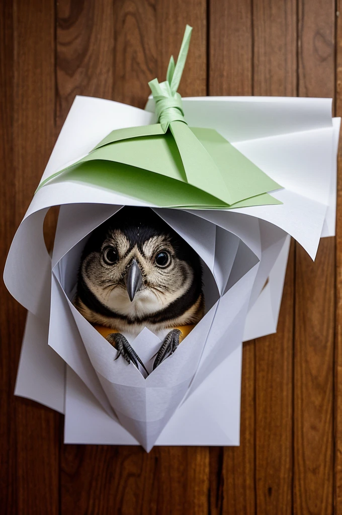 I need a bird coming out from the paper 