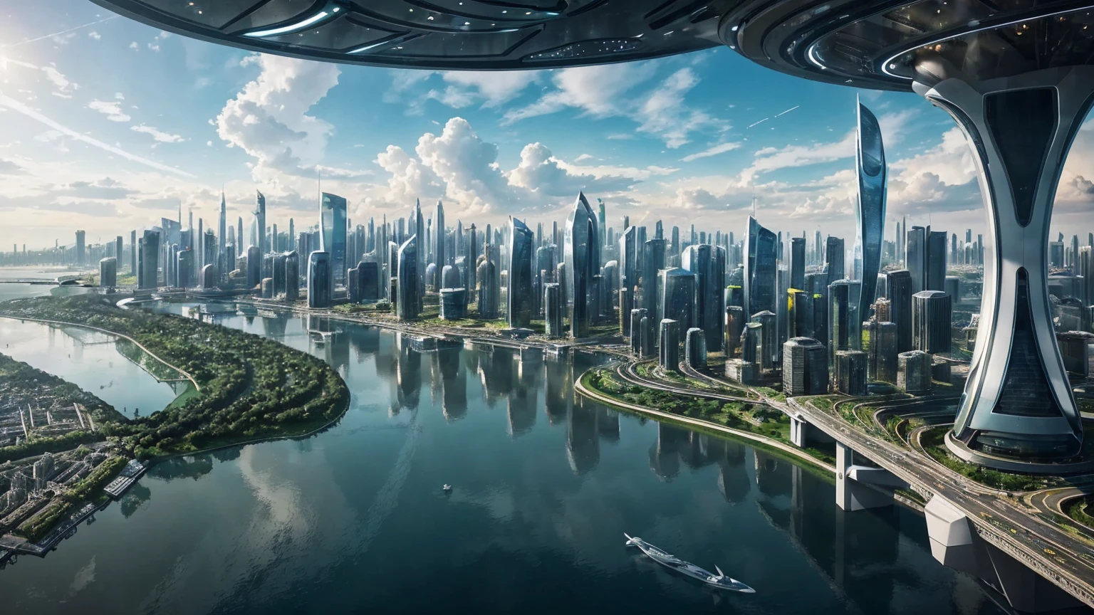 (Best quality,4K,8K,A high resolution,Masterpiece:1.2),Ultra-detailed,(Realistic,Photorealistic,photo-realistic:1.37),Futuristic floating city,Futuristic technology,Huge urban high-tech tablet platform,Airship,Floating in the sky,Futuristic city,Small airships around,High-tech hemispherical platform,Colorful lights,Advanced architecture,modernn architecture,skyscrapper,Access the cloud,Scenic beauty,view over city,Impressive design,Blend seamlessly with nature,energetic and vibrant atmosphere,Futuristic transportation system,Parking is suspended,Transparent path,Lush greenery,Sky gardens,cascading waterfalls,Magnificent skyline,reflections on the water,Sparkling river,Architectural innovation,futuristic skyscrapers,Transparent dome,The shape of the building is unusual,Elevated walkway,Impressive skyline,Glowing lights,Futuristic technology,Minimalist design,Scenic spots,Panoramic view,Cloud Piercing Tower,Vibrant colors,epic sunrise,epic sunset,Dazzling light display,magical ambiance,The future city,Urban Utopia,LuxuryLifestyle,Innovative energy,sustainable development,Smart city technology,Advanced infrastructure,Tranquil atmosphere,Nature and technology live in harmony,Awesome cityscape,Unprecedented urban planning,Architecture connects seamlessly with nature,High-tech metropolis,A cutting-edge engineering marvel,The future of urban living,Visionary architectural concept,Energy-efficient buildings,Harmony with the environment,A city floating above the clouds,Utopian dreams become reality,The possibilities are endless,State-of-the-art transportation network,Green energy integration,Innovative materials,Impressive holographic display,Advanced communication system,Breathtaking aerial view,Quiet and peaceful environment,Modernist aesthetics,Ethereal beauty