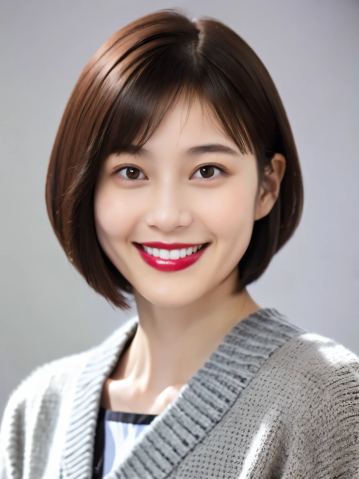 253 18-year-old female, (short hair),lipstick, smile