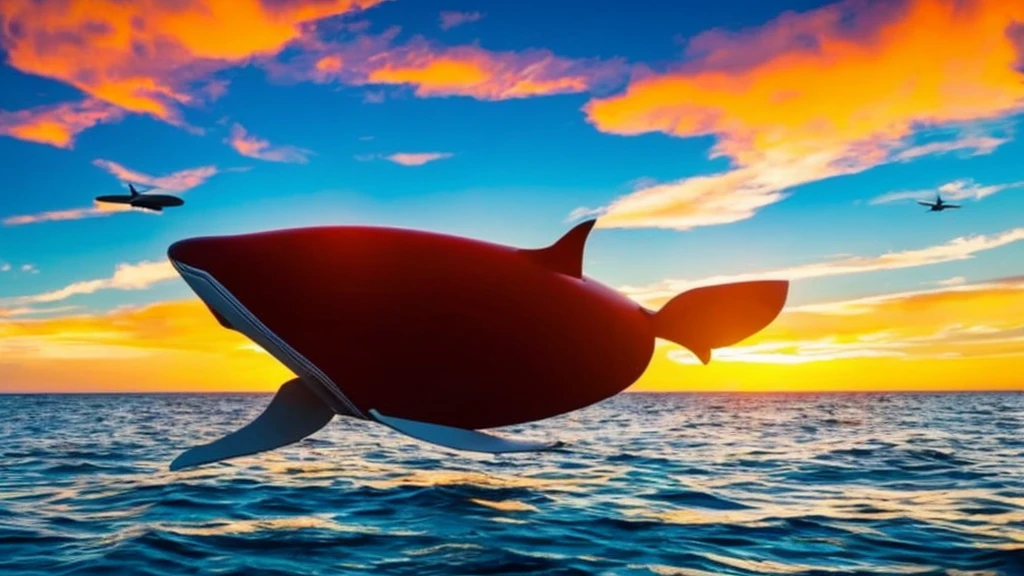 Super high quality, highest quality, giant whale robot flying in the sunset sky.