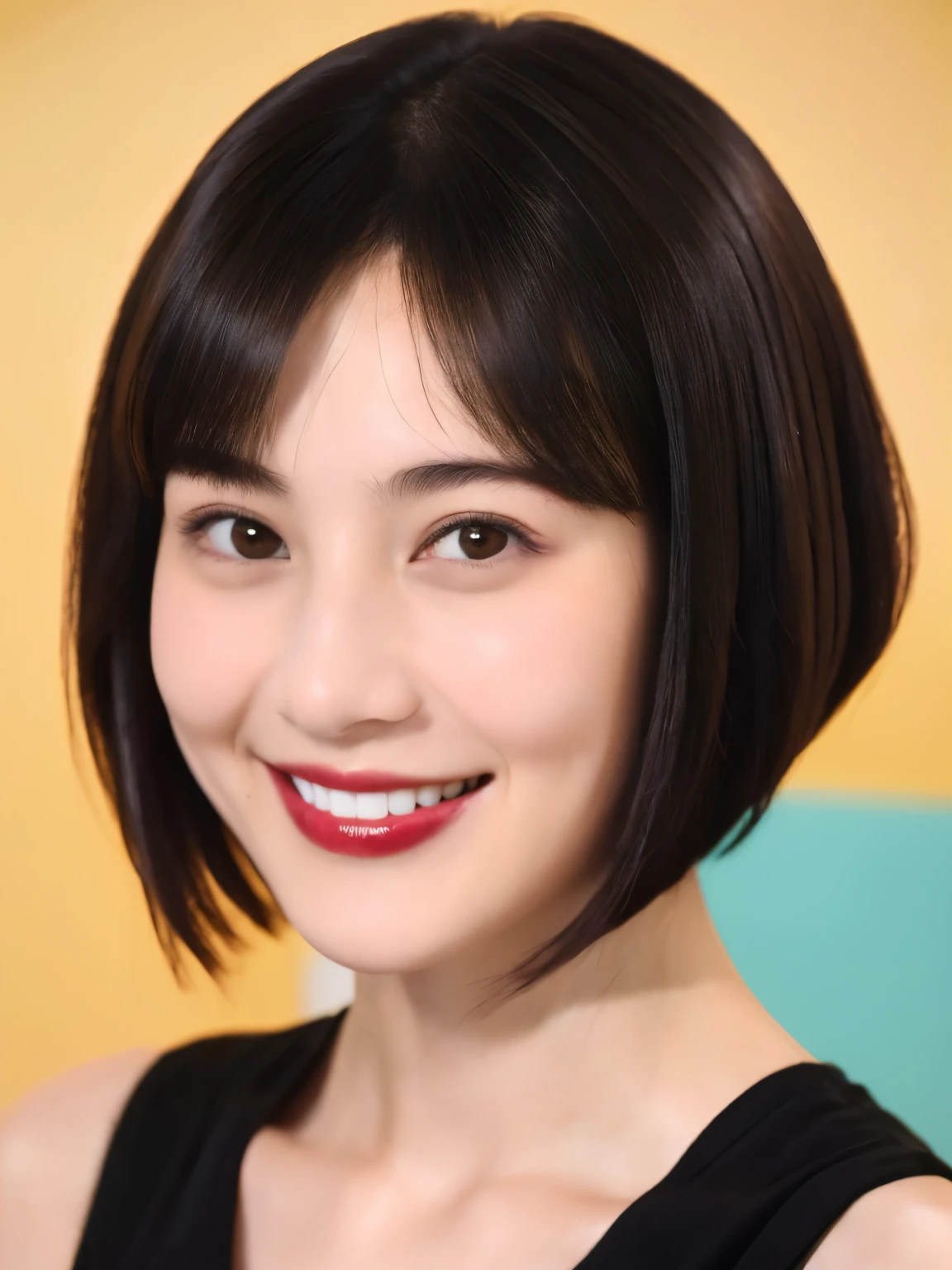 253 18-year-old female, (short hair),lipstick, smile