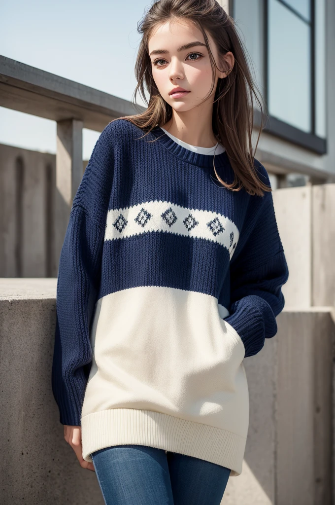 ((best qualityer)), ((work of art)), (detailded), 1 girl, ombro to ombro sweater,
