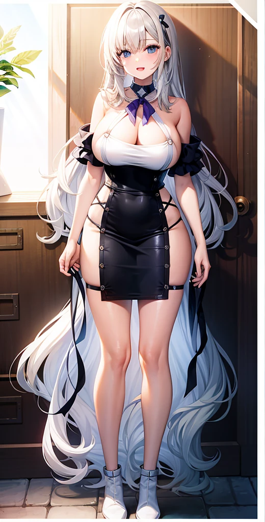 girl,Large Breasts,long hair,Topless,Bow,