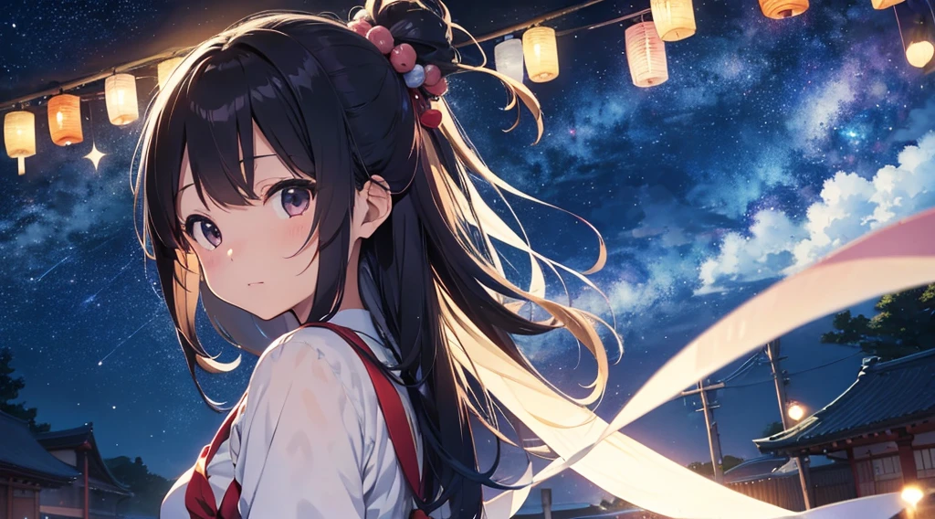 Tanabata of Japan、bless、evening、Night Sky、milky way、painful、Cross、good bye、Fantasy、love affair、Once a year、longing、wish、forever