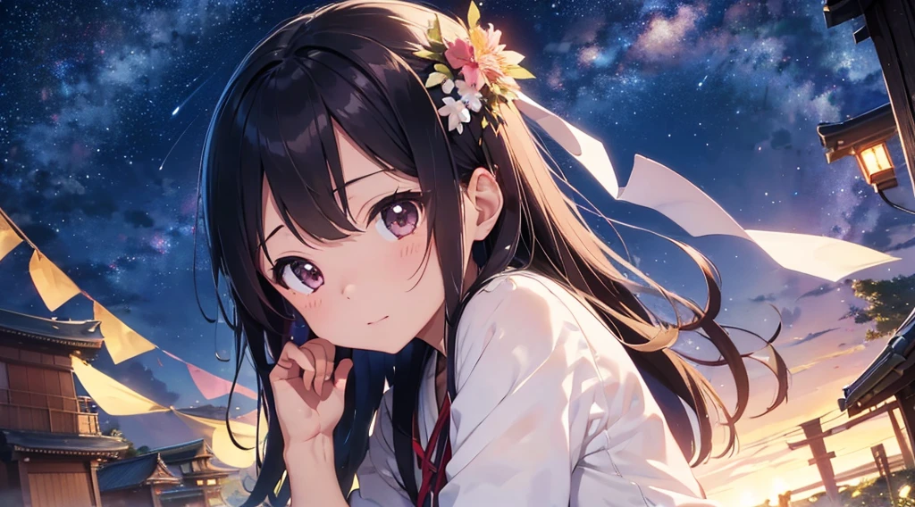 Tanabata of Japan、bless、evening、Night Sky、milky way、painful、Cross、good bye、Fantasy、love affair、Once a year、longing、wish、forever