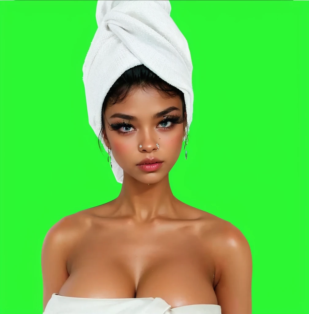 black girl, wet, towel head, big breast, nose rings