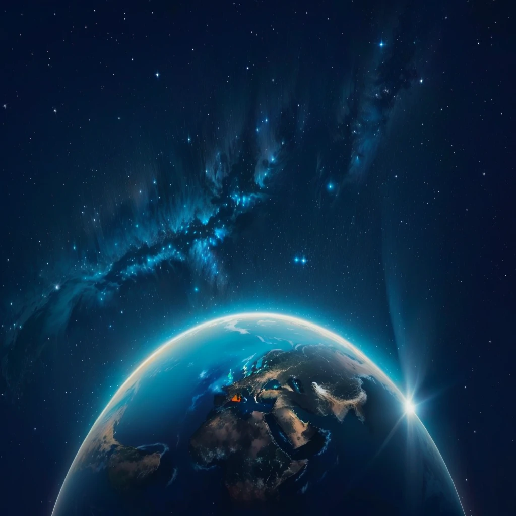 Earth illuminated by the sun and stars, photo of earth from space, looming over Earth from space, Earth from space, photo from space, View from Space地球, Space photos, Earth in the distance, earth in background, earth in background, Visible from outer space, View from Space, Earth visible below, planet in space over the horizon