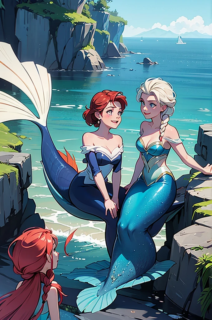 ariel the little mermaid and elsa from frozen together