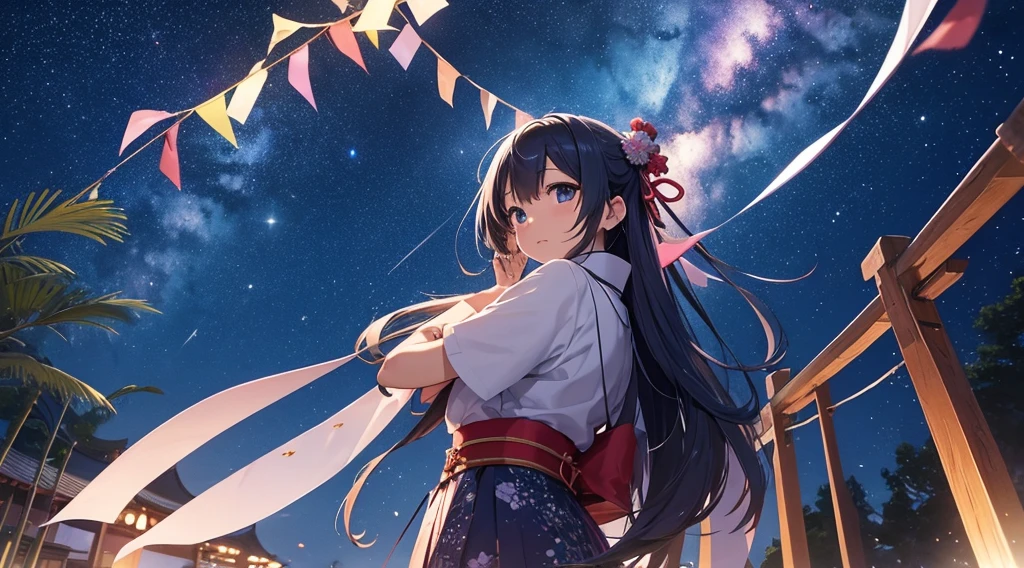 Tanabata of Japan、bless、evening、Night Sky、milky way、painful、farewell、good bye、love affair、Once a year、longing、wish、forever