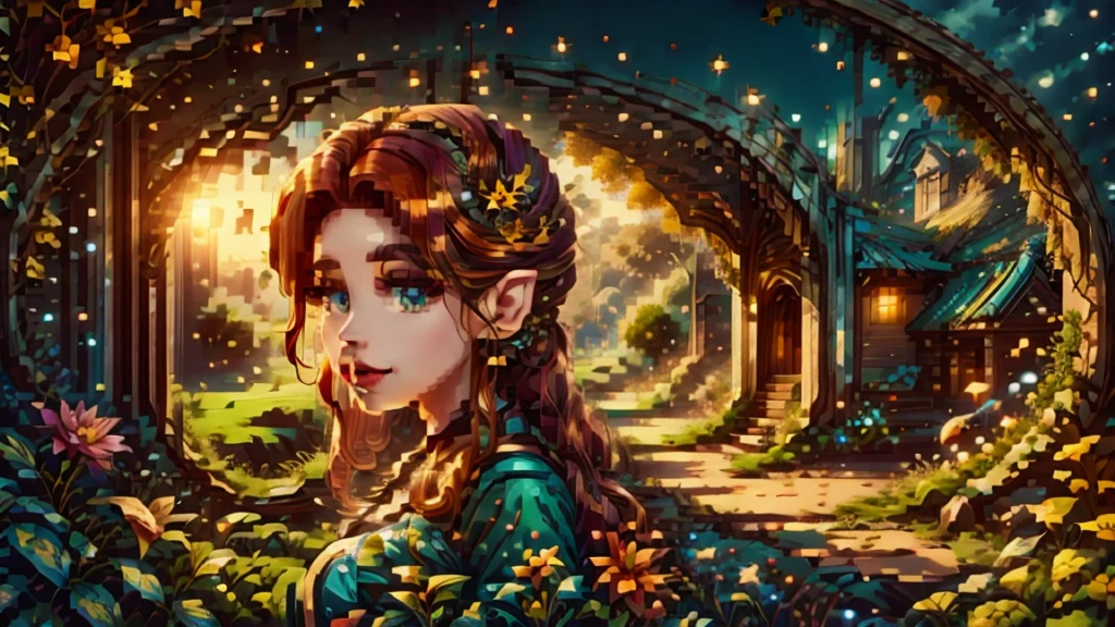 Photorealistic photo of young ginger woman wondering in old market i Tailand, soft smile, art by midjorney, luminism, ultimate intricate shadow - light contrast, IPA award wining masterpiece, artistic lens, warm colors, art by Tim Burton