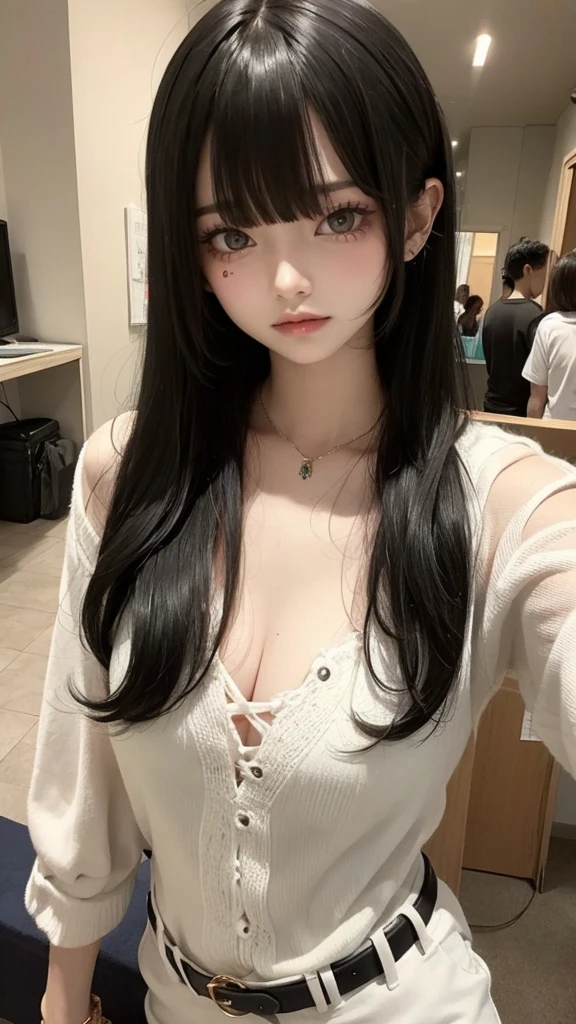 Black Hair、Bangs、beautiful girl