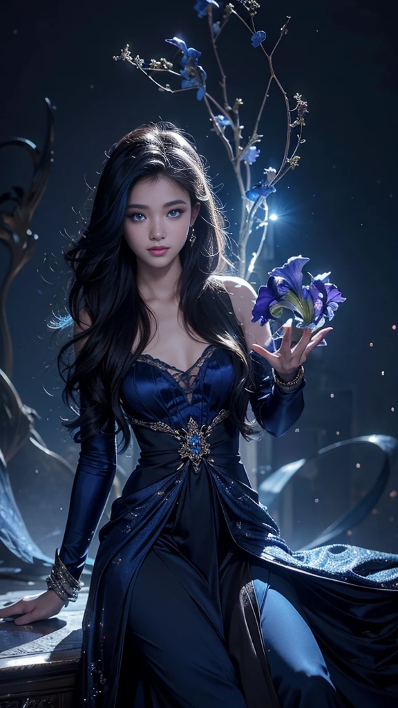 Full figure, seven -clinging shooting, 18 years old, wearing firefly clothes, exquisite faces, details, hands, ultimate details, amazing magnificence, Pedaipan style, fiber hair, glowing blue iris, glowing blue iris. ,,