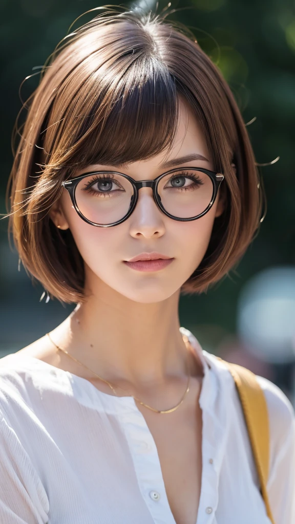 Glasses　Bob　Brown Hair　Beauty


