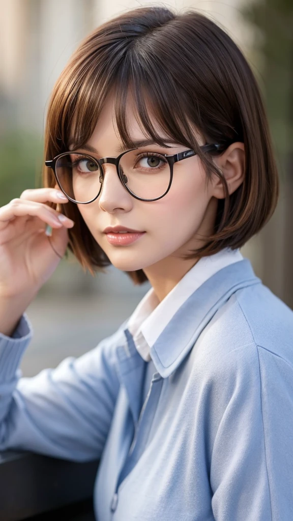 Glasses Bob Brown Hair Beauty