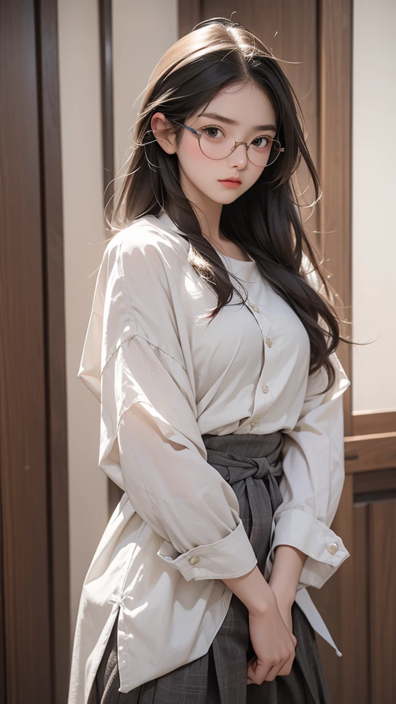 A timid woman wearing clothes with almost no fabric. A girl with glasses.(20-year-old~Around 30 years old)
