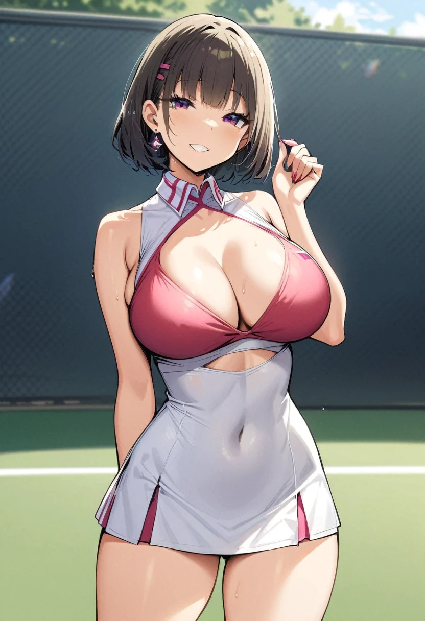masterpiece, Highest quality, High resolution, ＪＫ,((One girl,)),View your viewers,,,,smile,, (( tennis wear)) glamorous,nsfw