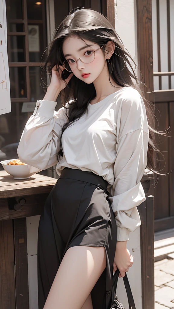 A timid woman wearing clothes that reveal her body line A girl with glasses(20-year-old～Around 30 years old)