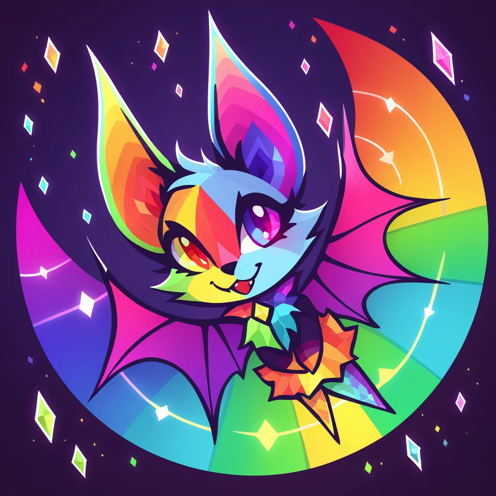 Diamonds and Rainbows in bat art style