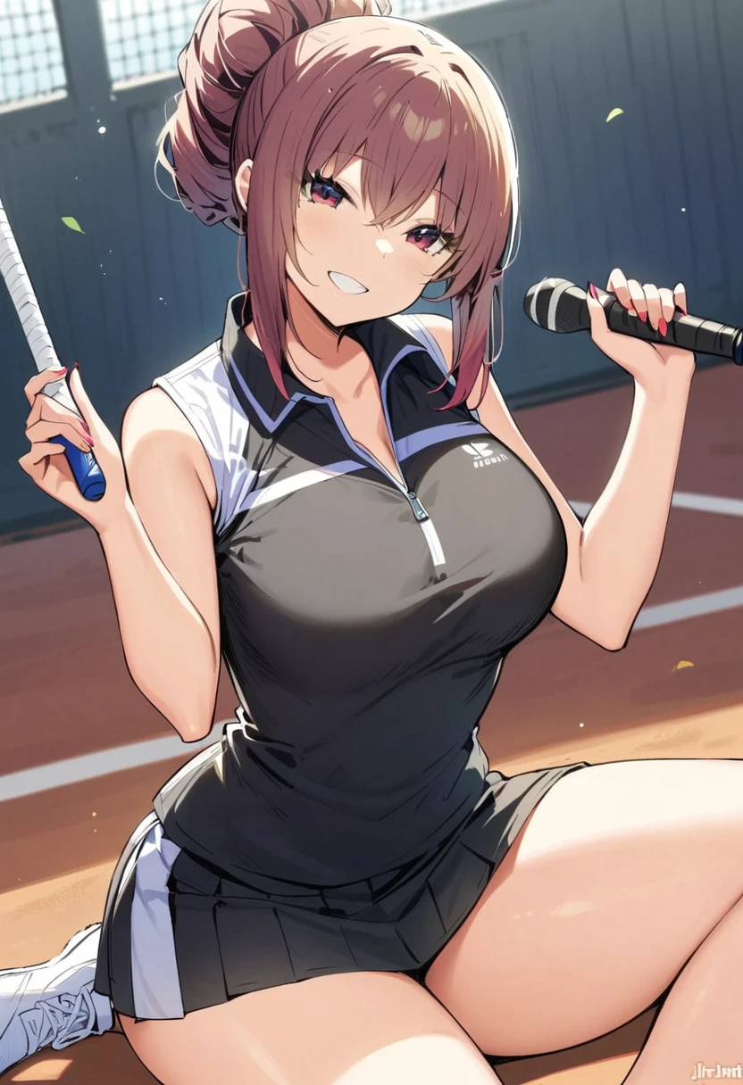 masterpiece, Highest quality, High resolution, JK,((One girl,)),View your viewers,,,,smile,, (( tennis wear)) glamorous,