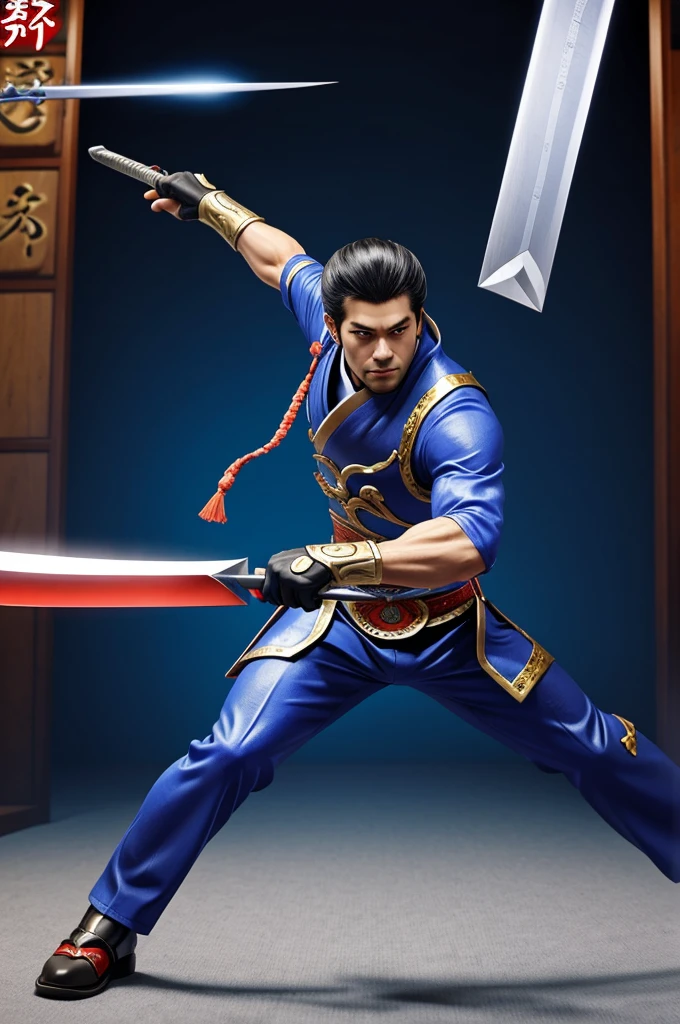 video game character, genshin impac, man curlers vision anemo sword double hand