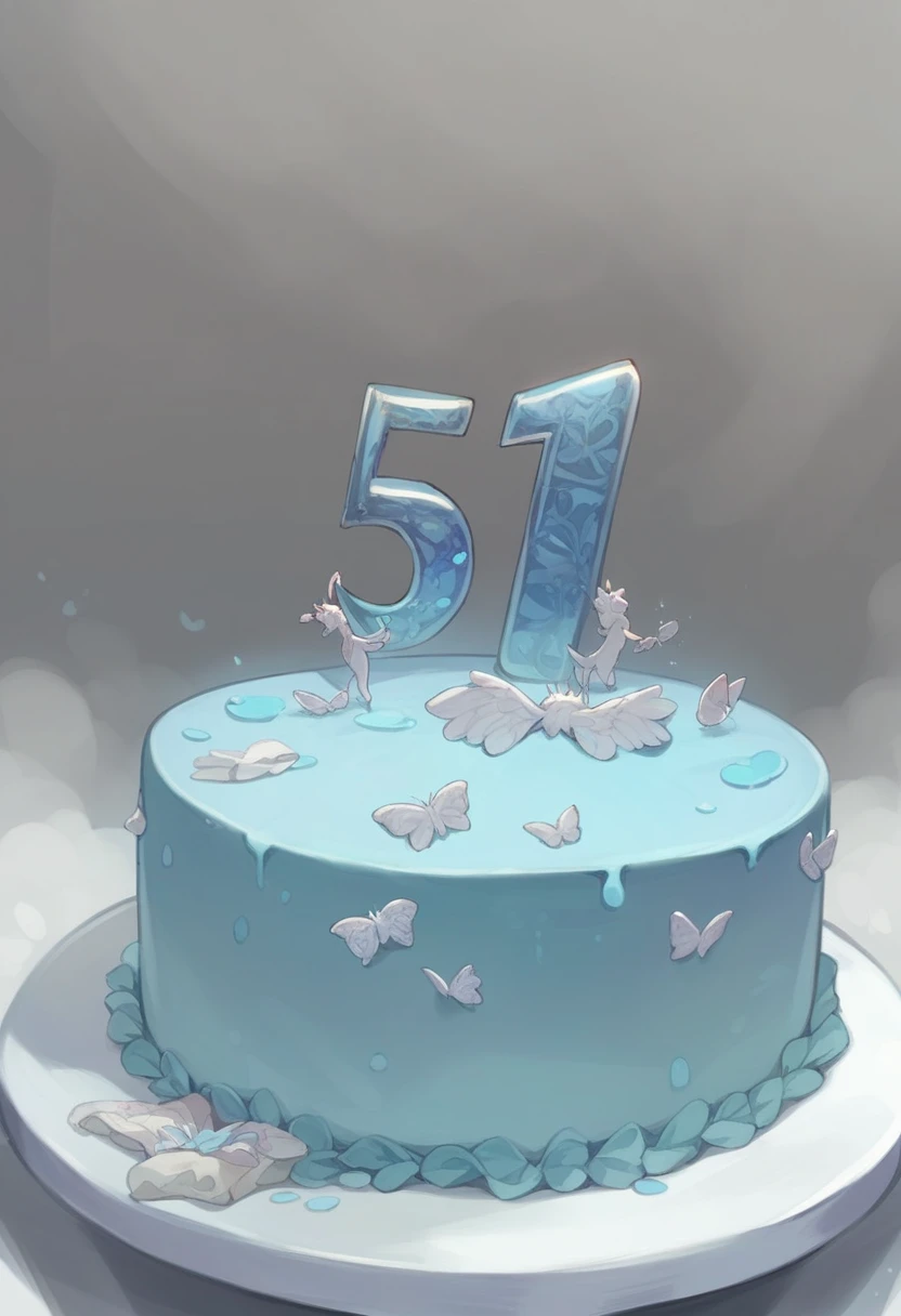 Two-piece Cinderella-themed 15th birthday cake in sky blue gradient decorated with large silver butterflies