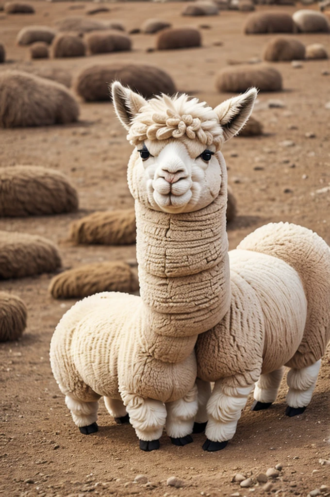 A cute animated Peruvian alpaca