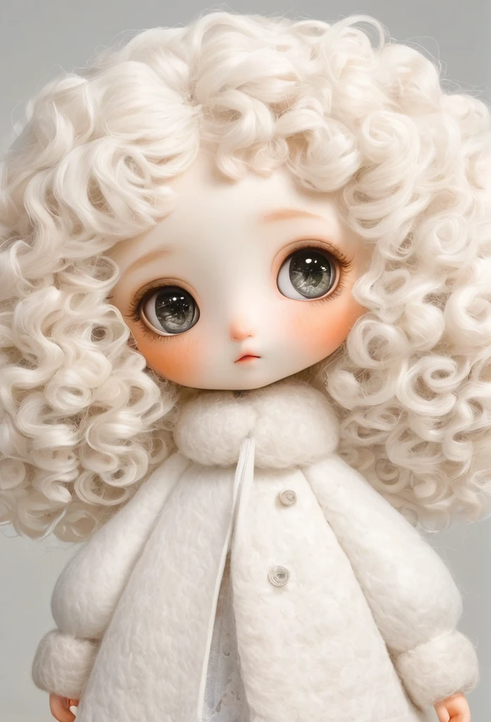 (masterpiece, best quality:1.2), 1 angel Girl, Solitary, big eyes,White curly hair,Felt clothing