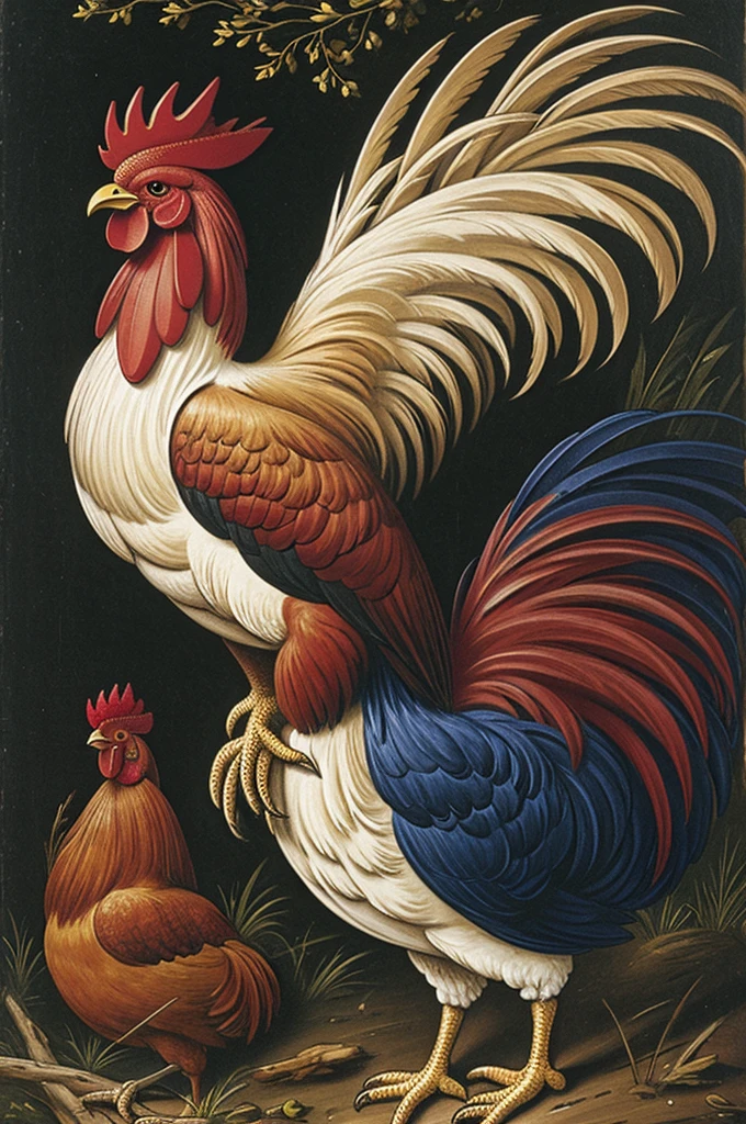 A holy death carrying a twist type rooster