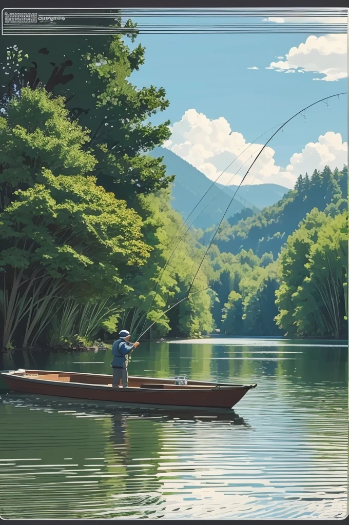 LINEAR DRAWING VECTOR ART FISHING